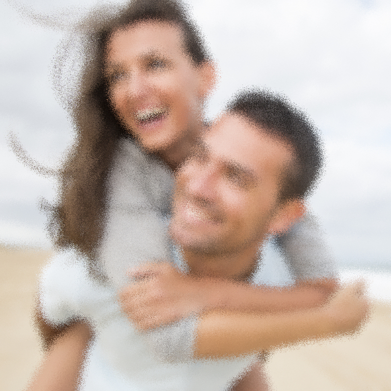 Image floutée d'un couple joyeux